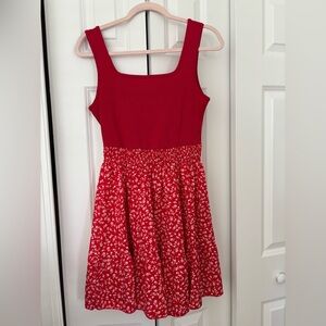 Elegant Red Floral Midi Dress